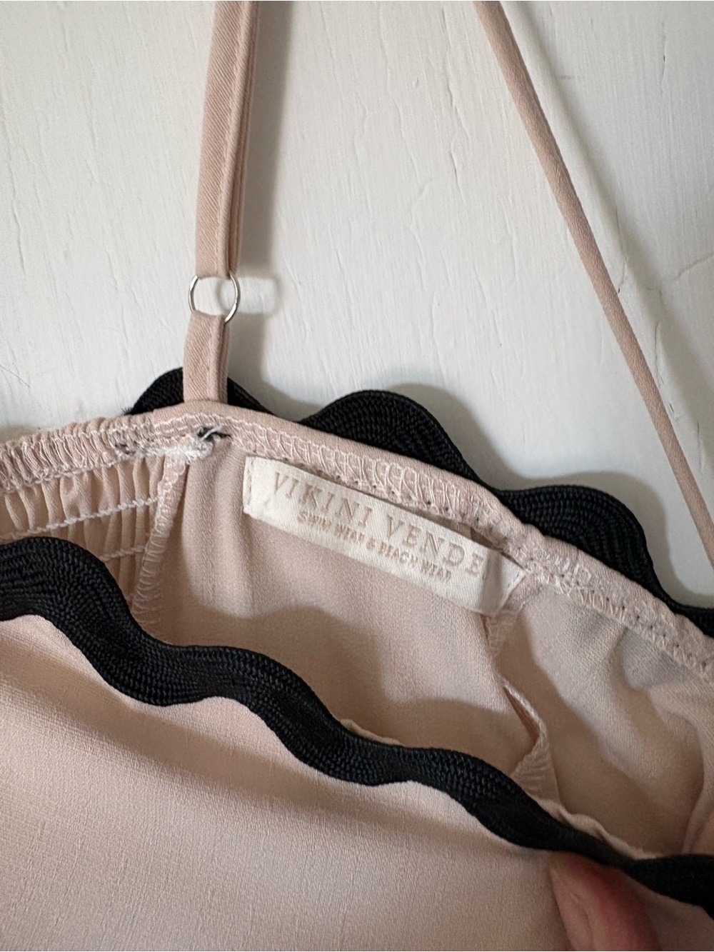 Sleeveless Cream Maxi Dress with Black Wavy Trim - Picture 7 of 12